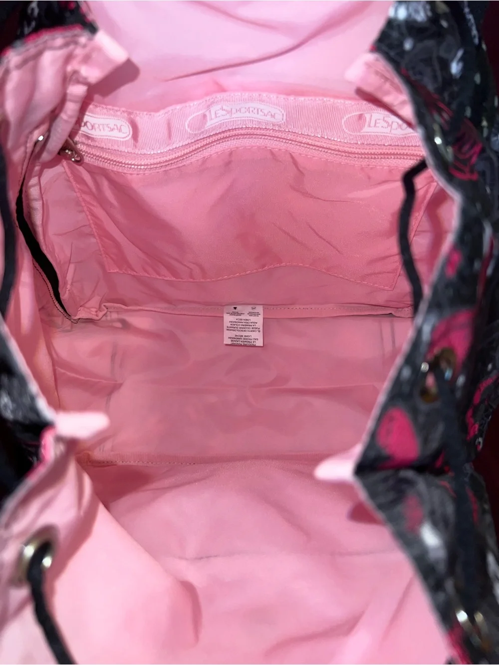 LeSportsac Pink & Black Patterned Women's Backpack artist edition (BARBIE)